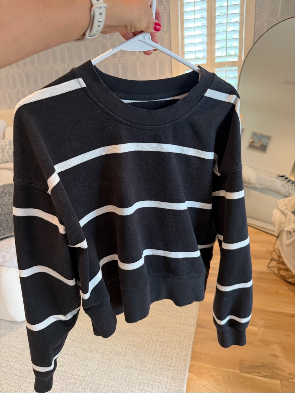 Lululemon Striped Black & White Crewneck Sweatshirt